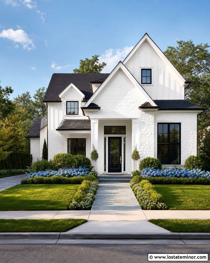 White Stone House With Full Glass Storm Door - 30 Stone House Design With Storm Door Ideas