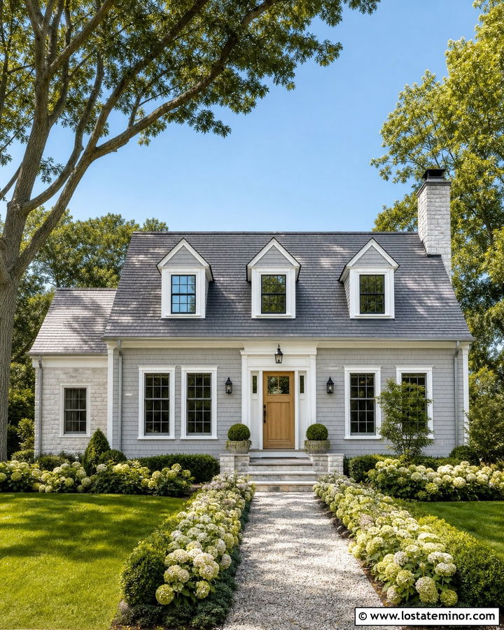 White Stone House With Weathered Cedar Shakes - 30 Stone House Design With Cedar Shake Ideas