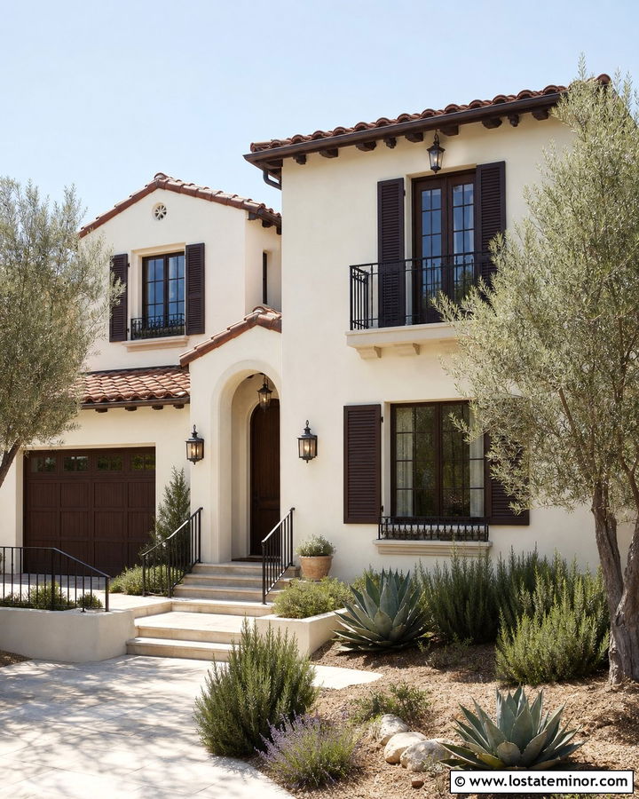 White Stucco House With Brown Shutters - 30 White House Design With Shutters Ideas