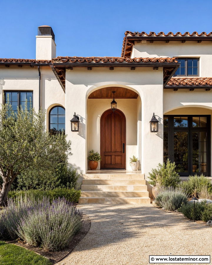 White Stucco House With Copper Tone Porch Ceiling - 30 White House Design With Porch Ceiling Ideas