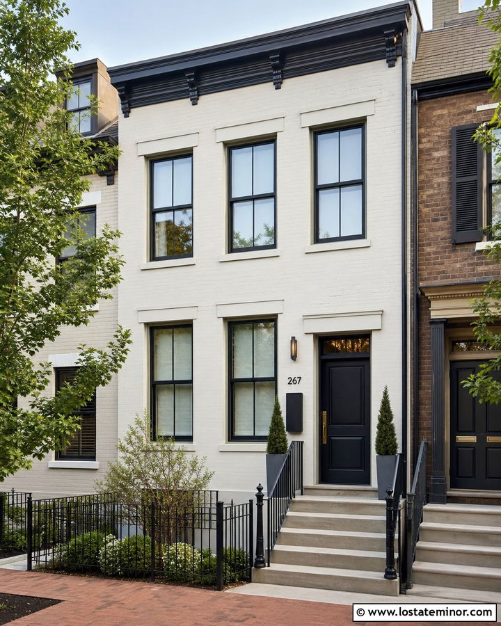 White Townhouse With Vertical Mailbox - 30 White House Design With Mailbox Ideas