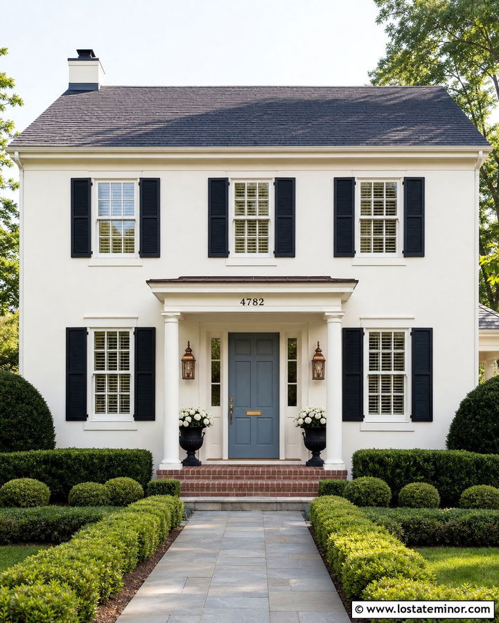 White Traditional House With Numbers Above The Door - 30 White House Design With House Numbers Ideas