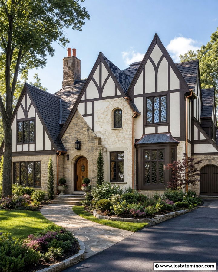 White Tudor House With Cross Gables - 30 White House Design With Gables Ideas